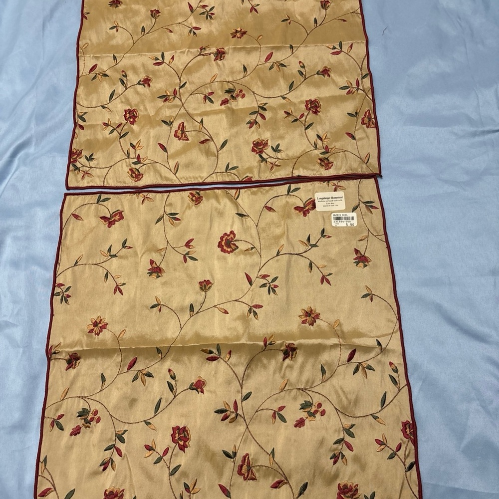 Longaberger Homestead Cloth Napkins Floral Lot Of 2 New Old Stock